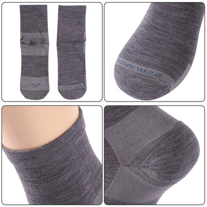 ZEALWOOD 3 Pairs Lifestyle Series Merino Wool Running Socks Men Women Crew Anti-blister Cushion Athletic Sock Ultra-Light Tennis