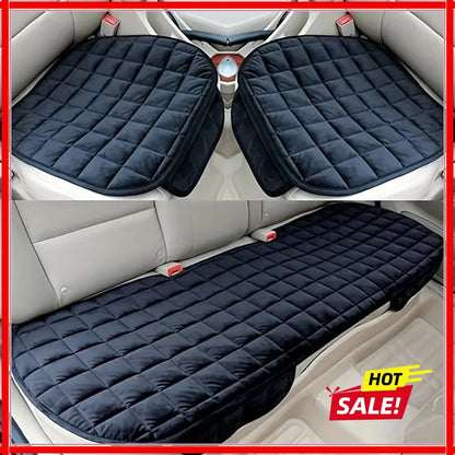 Rear Car Seat Covers Flocking Cloth Car Cushion Non Slide Checkered Winter Keep Warm Mat Pad Universal Fit Truck SUV Van