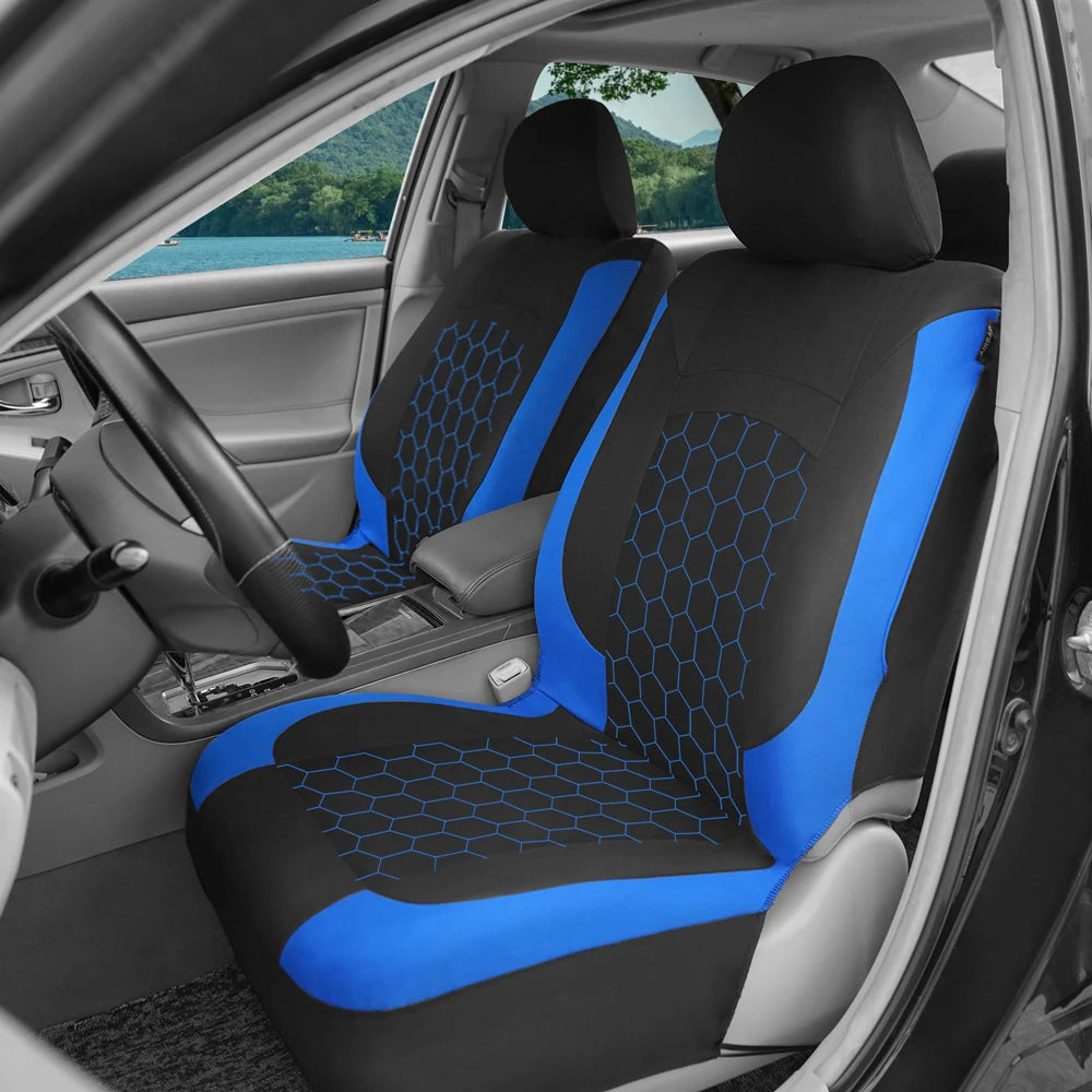 AUTOKING Football Embroidery Car Seat Covers Polyester Fabric Honeycomb Seat Covers Universal Fit Most Car Suv Truck