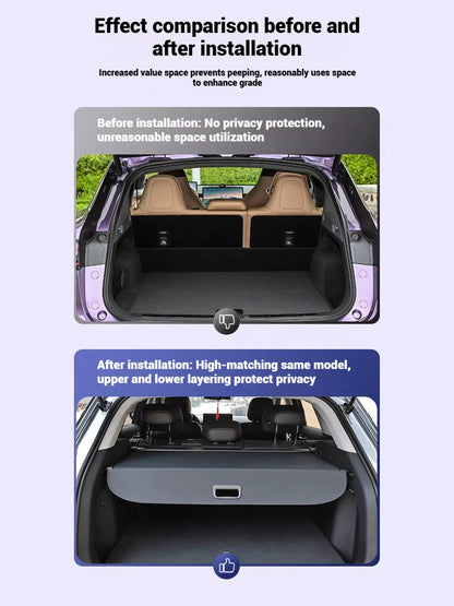 Retractable Rear Trunk Cargo Cover Fit for GMC Yukon & Yukon XL 2021-2025 Luggage Shade Shield Storage Curtain Black