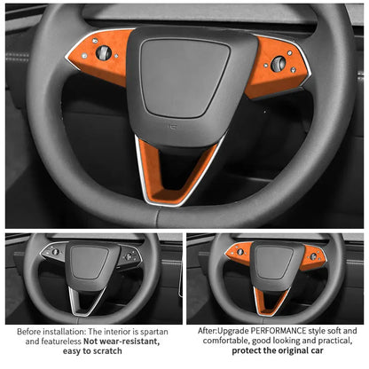 Made of Alcantara For Tesla Model 3 (2024-)/Model Y (2025-) Steering Wheel Trim Frame Sticker Car Interior Tuning Accessories