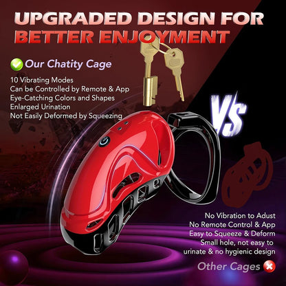 App Remote Control Vibrating Chastity Cage Male Chastity Devices Cock Cage 10 Vibrations Penis Cage Bondage Sex Toys for Men 18+