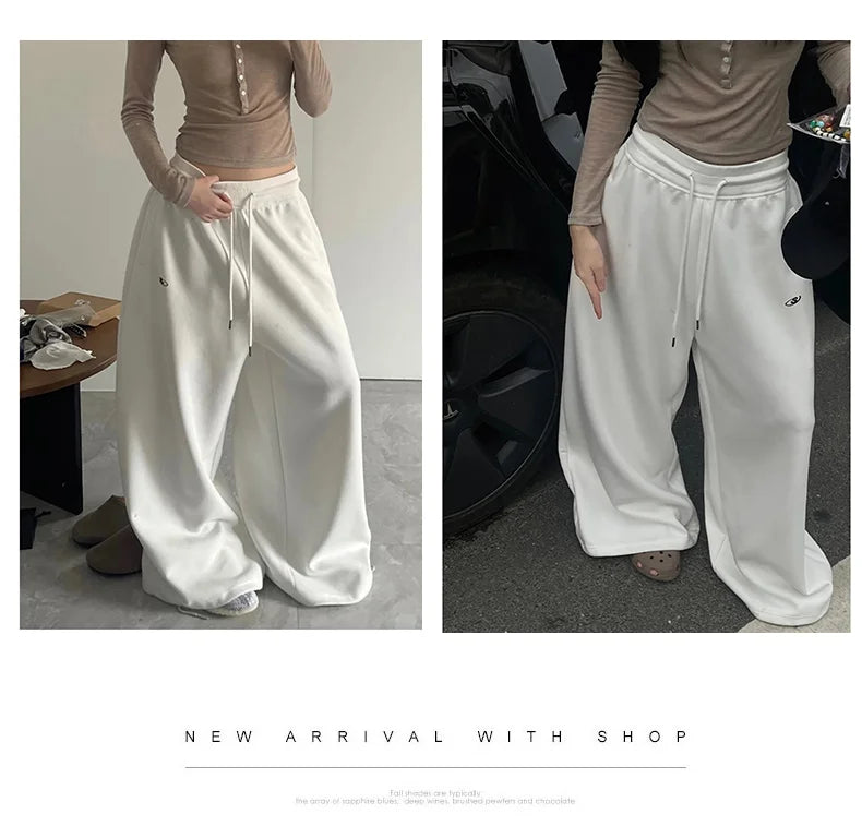 American Style Lazy Girl Sports Pants Women High Waist Loose Slimming Casual Wide Leg Pants Fall New Arrival Small Size