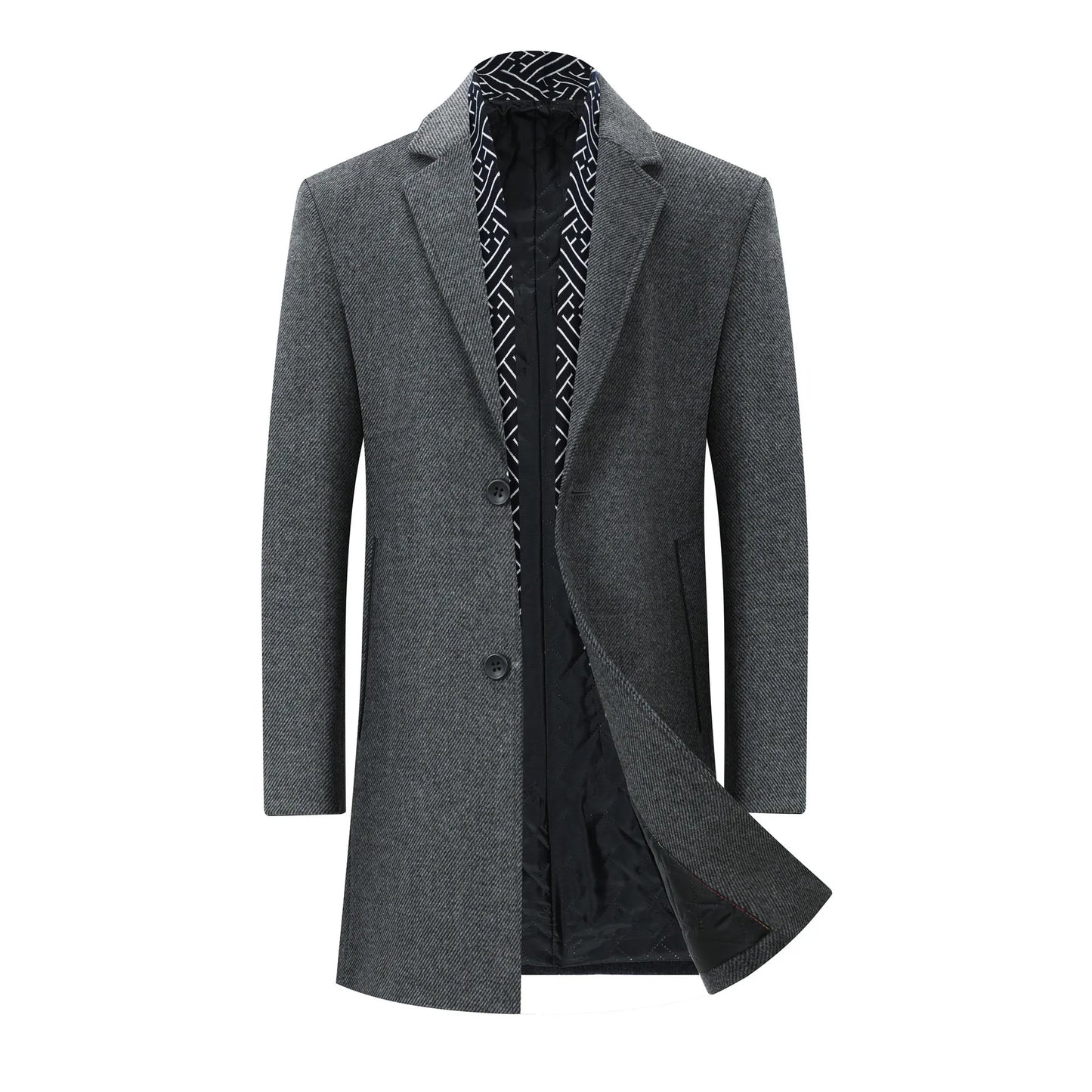 2026 Spring Man Trench Coat Turn Down Collar Striped Patchwork Male Overcoat Mid Length Single-breasted Business Men Outerwear
