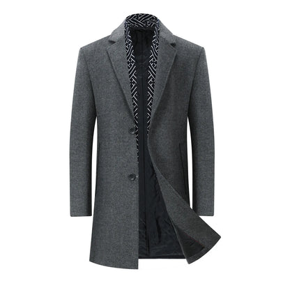 2026 Spring Man Trench Coat Turn Down Collar Striped Patchwork Male Overcoat Mid Length Single-breasted Business Men Outerwear