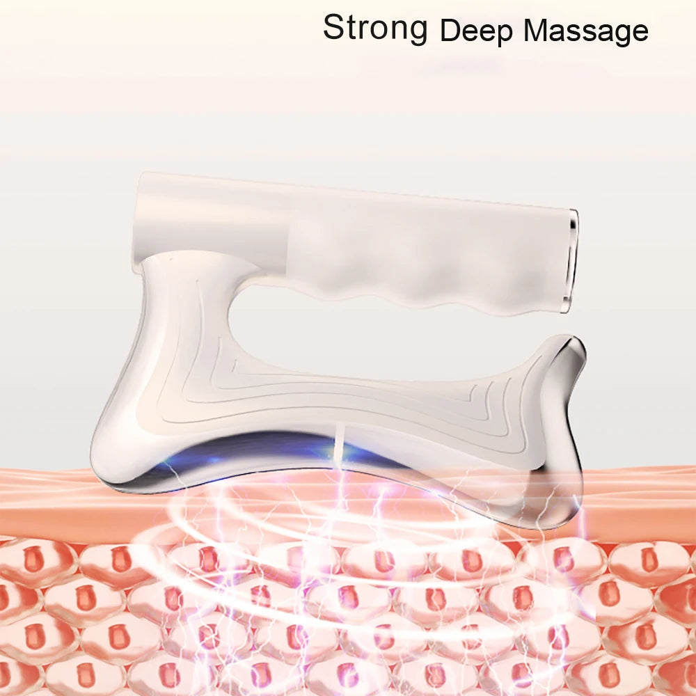 2025 New Electric Heating Fascia Knife Muscle Relaxation LCD Vibration Massager Warm Body Lifting Blade Comb Massage Tool