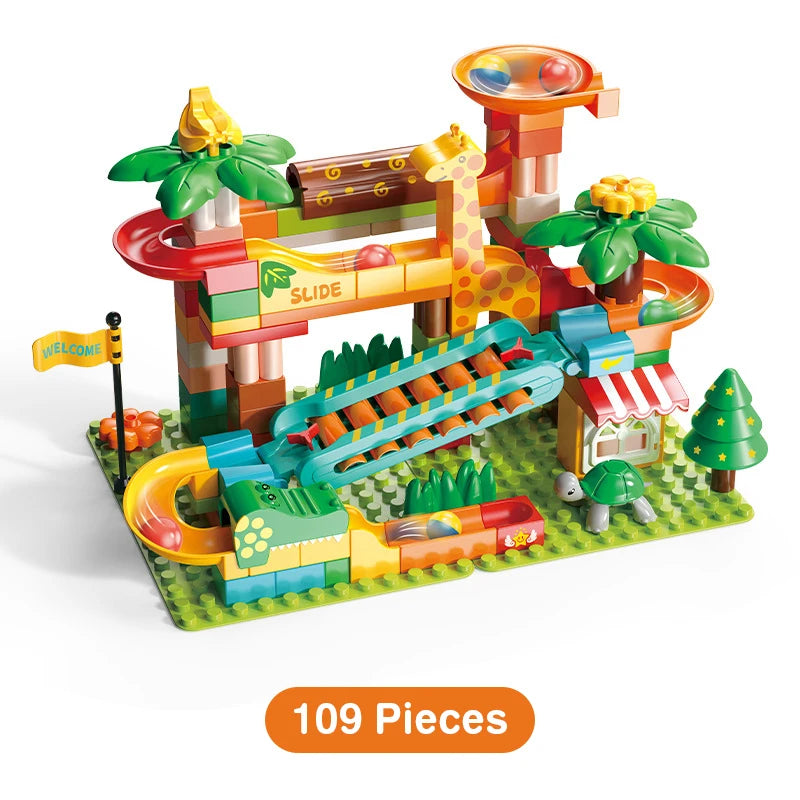 DIY Marble Run Slide Blocks Race Building Bricks 3D Children Diy Assemble Insert Toys Block Educational Toys for Children Gifts