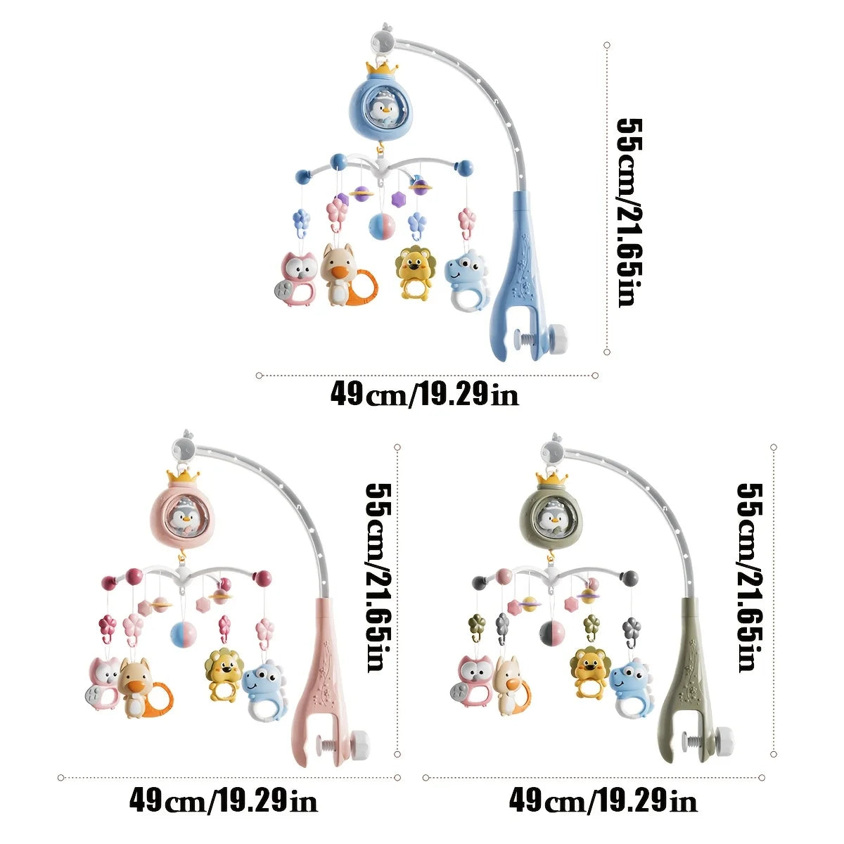 Penguin crib ornament with interactive music and lights – promotes children's brain development, multi-functional rotating toy