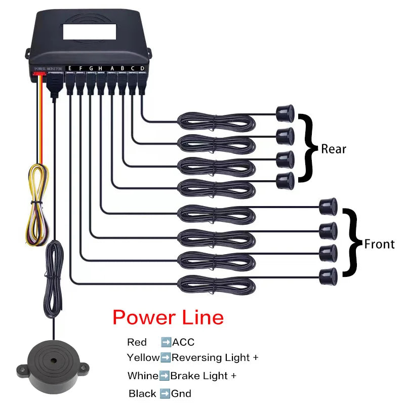 Universal 8 Sensor Parking Kit 22mm 12V Car Truck Buzzer Alarm Reverse Backup Radar Detection System