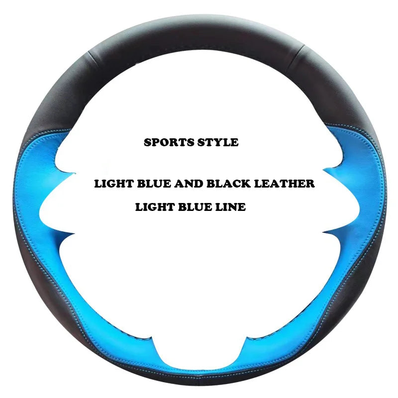 Hand-stitched car Interior Accessories for Ford Ranger 2012-2015 2017 Car Steering Wheel Cover Braid Non-Slip Napa Leather Cover