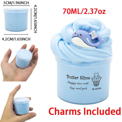 2.37oz Fluffy Butter Slime kit Mud grape/whale Non-Sticky Soft Sludge DIY Clay for Art Crafts School Prizes Birthday Party Gifts