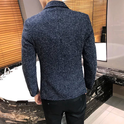 Blazer Boutique Men's Solid Color British Style Fashion Casual Business Job Interview Gentleman Party Best Man Dress Suit Blazer