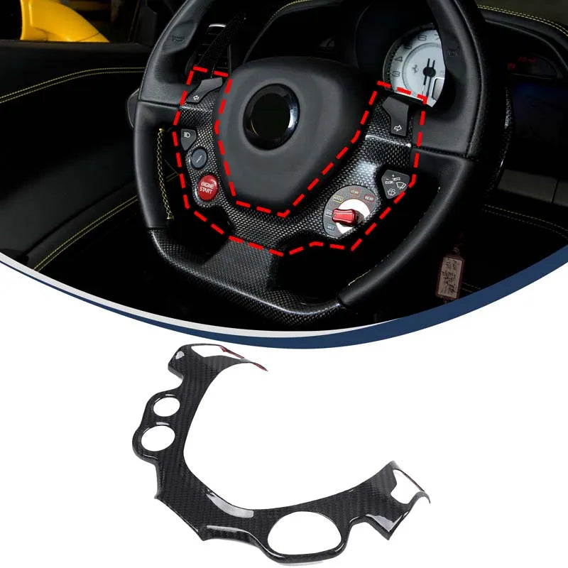 For Ferrari 458 2011-2016 black Real Carbon Fiber Car Gear Shift Window Control Panel Steering wheel Sticker Auto Accessories
