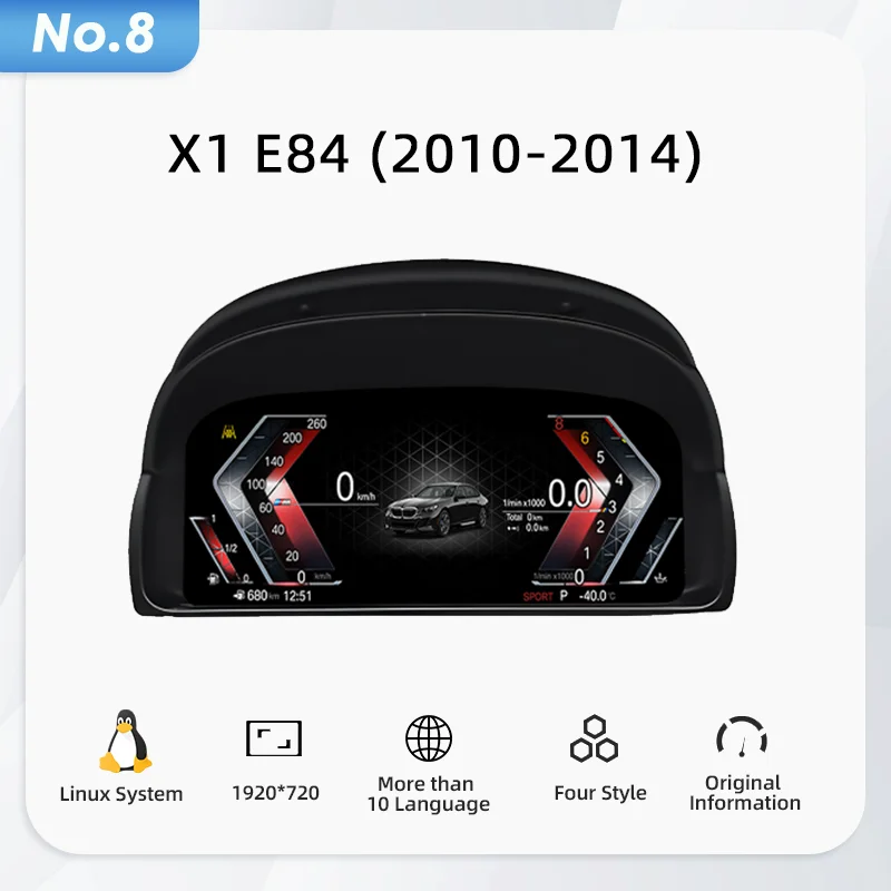 LCD Dashboard for BMW E90 E70 E71 E60 E81 E87 F10 F20 F30 F32 F06 E84 F48 E83 F25 F26 F15 Speedometer Digital Display Cluster