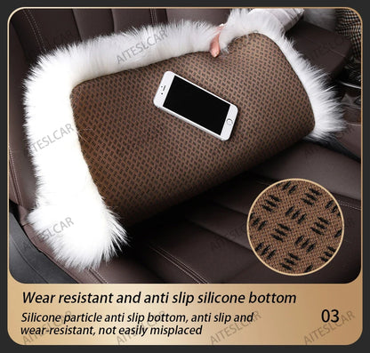 For Tesla Plush Rabbit Fur Car Seat Cushion Winter Warmth Thickened Wool One Piece Square Cushion for Main Driver or Co-pilot