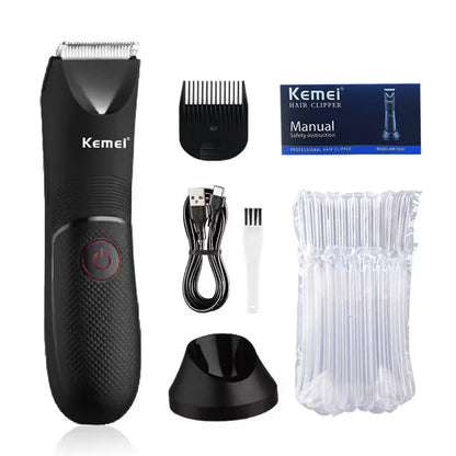 Kemei KM-1838 Bikini Line Men's Full Body Washable Hair Removal Machine Rechargeable Electric Shaver Secret Trimmer With Light