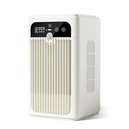 portable mist fan, spray cooling fan, rechargeable humidifier fan, digital display travel mist fan, safety lock portable fan