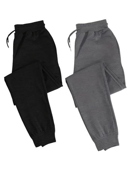 Men's two-piece casual sporty jogger pants, loose-fit sweatpants, wrinkle-resistant and shape-retaining, suitable for running,