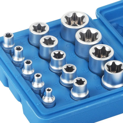 TRD For 34Pcs Torx Star Sockets & Bit Set Handheld Tool Male / Female E- Security Bits Drive Torque Star Socket with Blue Case