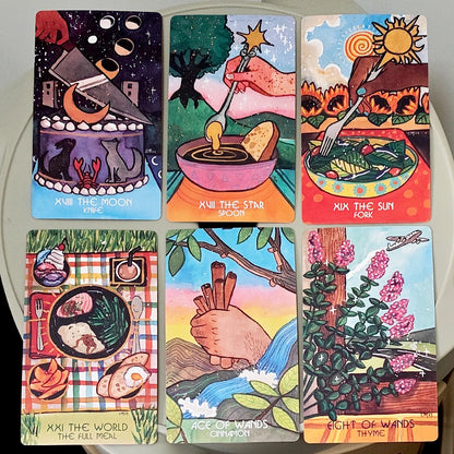 The Magic Pantry Tarot Deck Food-Themed Watercolor Tarot Cards for Home Cooks & Foodies, 12*7cm Double-embossed Cardstock