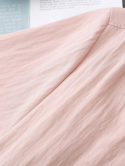 Slimming Short Sleeve Shirt for plus Size Women Stylish French Style Loose Fit Summer Top Single Button Closure Regular Length