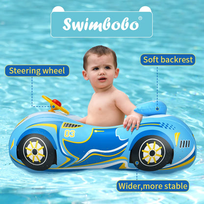 Kids Car Swimming Seat Float Ring Inflatable Infant Floating For Summer Swim Boat Circle Bathing Water Toy with Canopy