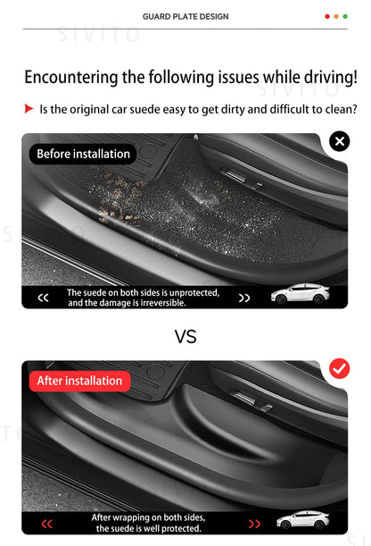 For Tesla Model YL Launch 2026 TPE Front Rear Door Sill Protector Threshold Strip Anti-kick Guard Panel Interior Decoration Set