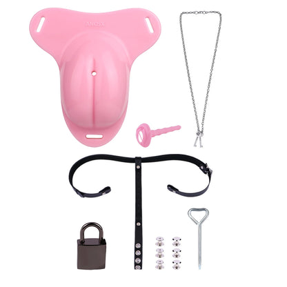 ANOSX Male Chastity Cage Soft Silicone Penis Cages With Chastity Belt Labia Urethral Plug Imitation Clitoris Cock Lock BDSM