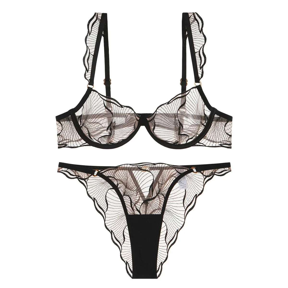 2 Pieces Summer Ultra Thin Breathable Women Underwear Sexy Lace Bra French Mesh Temptation Intimates Lingerie and Briefs Sets