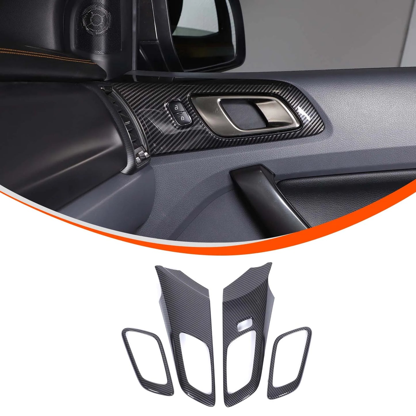 ABS Carbon Fiber For Ford Ranger Wildtrak 2015-2021 Car Center Control Shift Panel Steering Wheel Glass Lift Frame Sticker
