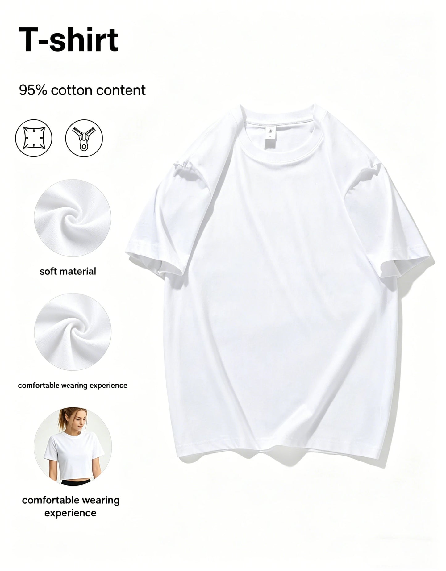 4 Colors 95% Cotton T Shirts for Women Casual O-Neck Short Sleeve Loose Tees Soft Breathable Daily Wear Comfortable Daily Tops