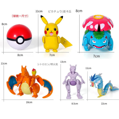 Hot Pokemon Figure Greninja Lucario Pokeball Gyarados Pikachu Dragonite Gengar Mew Venusaur Elf Poke Ball Toy Kids Birthday Gift
