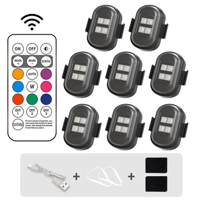 RGB Led Car Strobe Lights Motorcycle LED Flash Position Wireless Light Aircraft Airplane Helicopter Warning Lights Accessories
