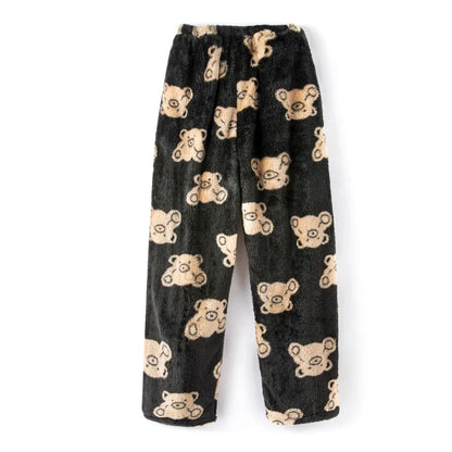 Thick Coral Fleece Pajama Pants Men's Loose Fit Home Leisure Trousers Warm Comfortable plus Size Home Pants Winter Sleepwear