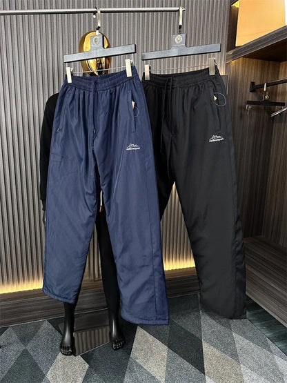 Warm Cotton-filled Outdoor Casual Pants for Men Straight Leg Winter Trousers Fashionable Long Pants Cold-resistant