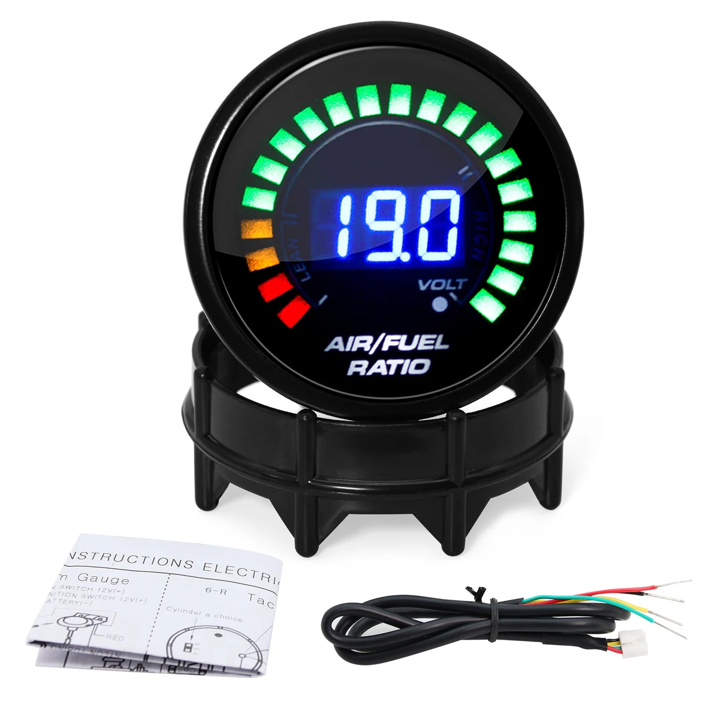 Digital 52mm Air Fuel Ratio Gauge LED Digital Display With Narrowband O2 Oxygen Sensor 06J906262AA for Gasoline Car 12V