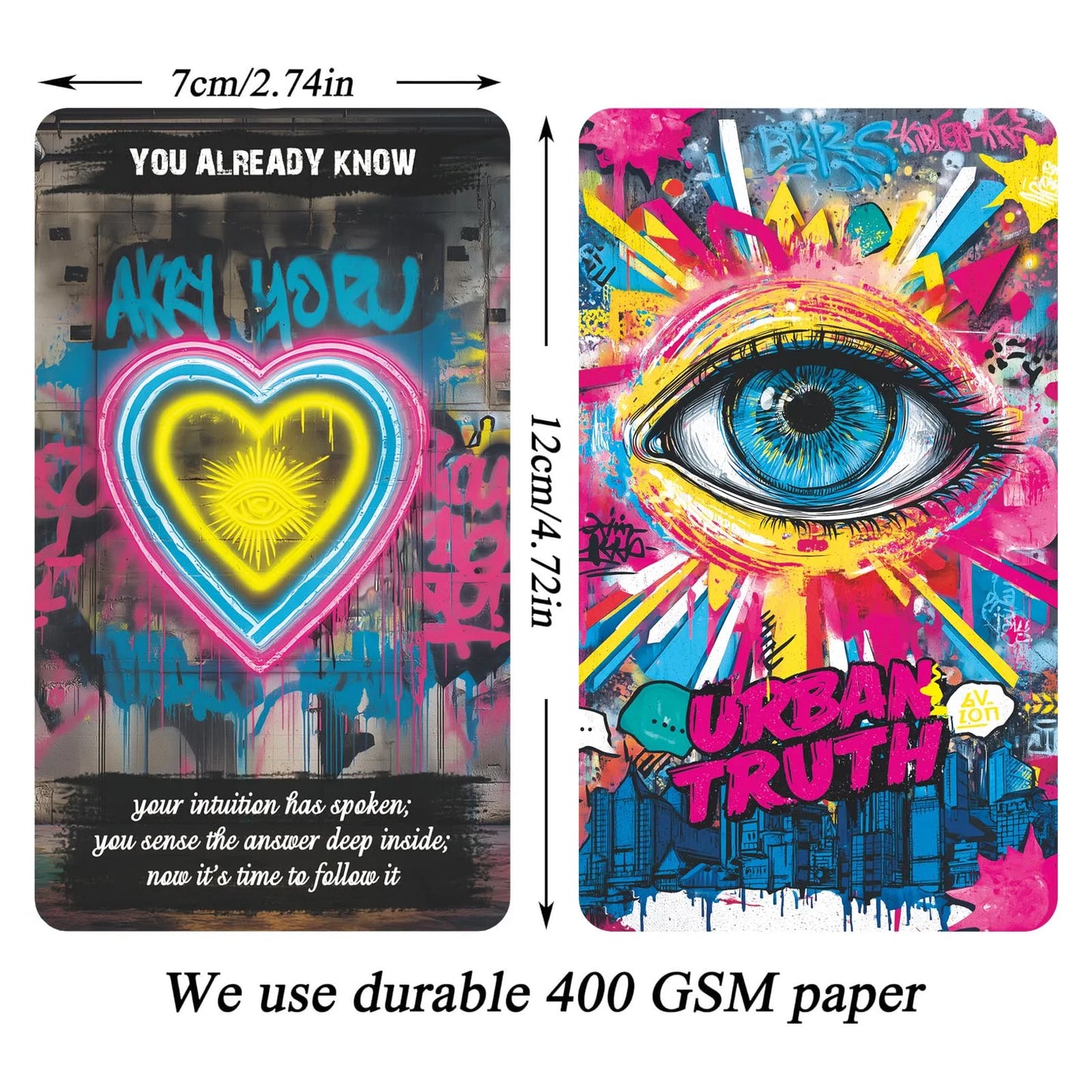 Urban Truth Oracle Cards Game, 80 Cards, Street Graffiti Culture Inspiration, Raw and Sharp Language, 13x8 Cm, Card Deck