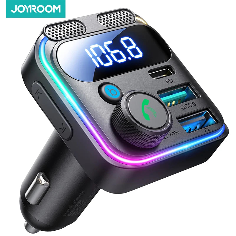 Joyroom 81W Fast Car Charger Bluetooth 6.0 FM Transmitter Wireless Radio Handsfree Calling Dual Mics Auto MP3 Player Car Charger