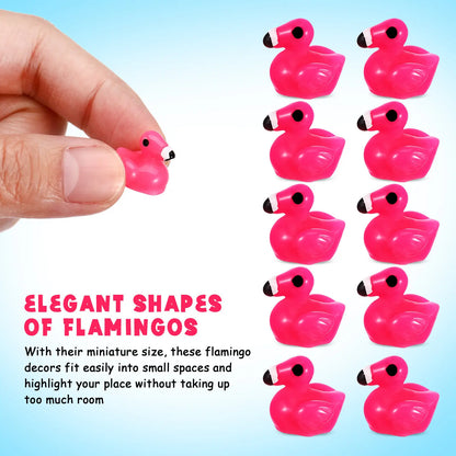 80Pcs Resin Flamingos Miniature Tropical Decorations Micro Garden Table Centerpiece Tiny Resin Flamingo Ornaments Bonsai Accents