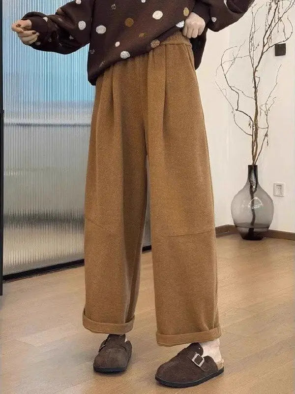 High Waist Wide Leg Pants Women's Thickened Loose Drapey Autumn Winter Large Size Banana Sweatpants Casual Straight Cut