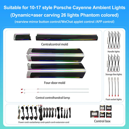 EZoneTronics Custom Ambient Lighting Kit for 2010–2017 Porsche Cayenne 1:1 OEM Mold,Supports App Control,Vehicle-Specific Fit