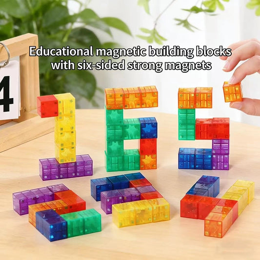 DIY Magnetic Building Blocks Transparent Square Toy Colorful Cubes Toy Construction Toy Assembly Toy for Children DIY Toys Gift