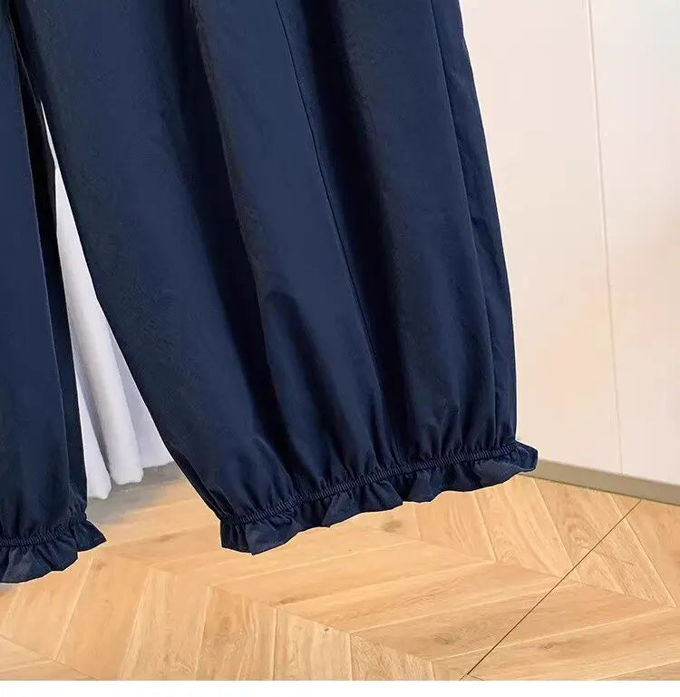 Casual Ice Silk Quick Dry Nine-Piece Flower Bud Pants Women Summer Thin Loose High Waist Draping Lantern Pants