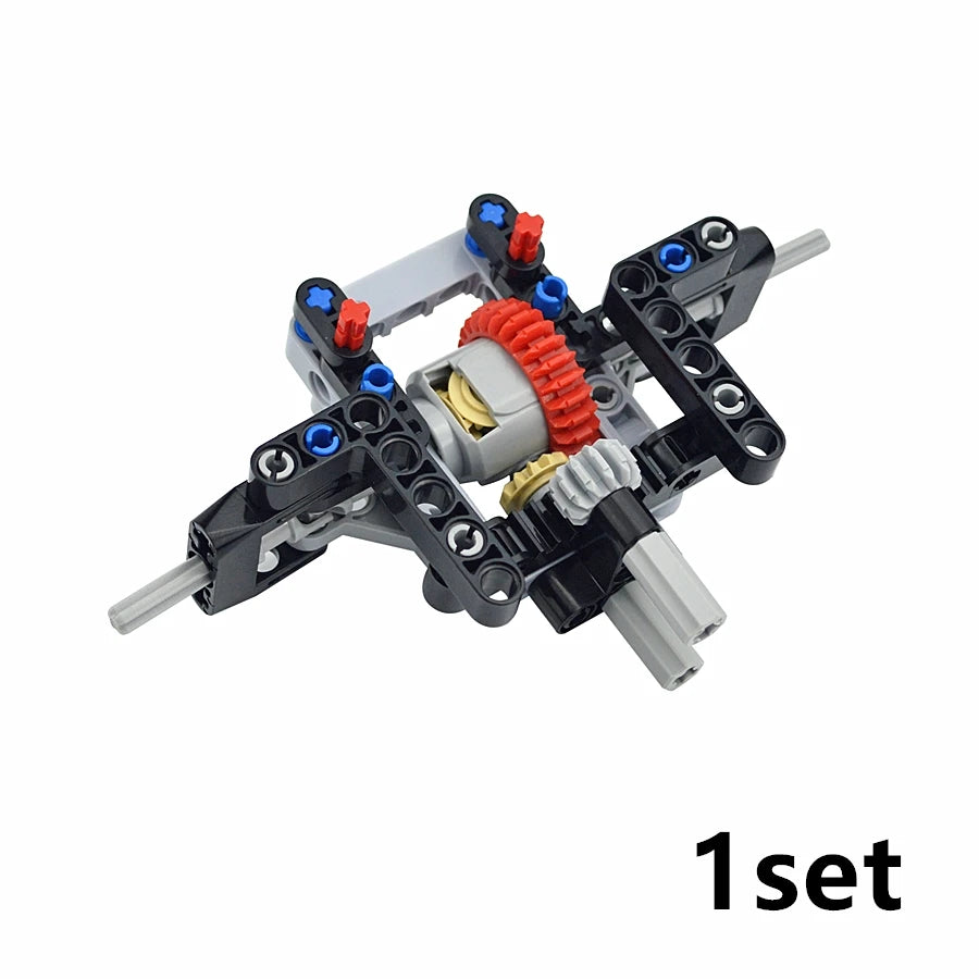 MOC Technical Bricks Car Building Block 4WD Front Axle With Differential for Mechanism Front Suspension Streering System