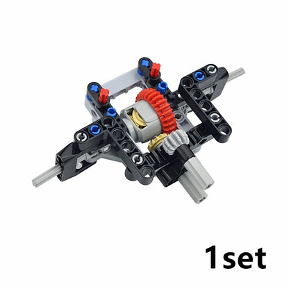 MOC Technical Bricks Car Building Block 4WD Front Axle With Differential for Mechanism Front Suspension Streering System