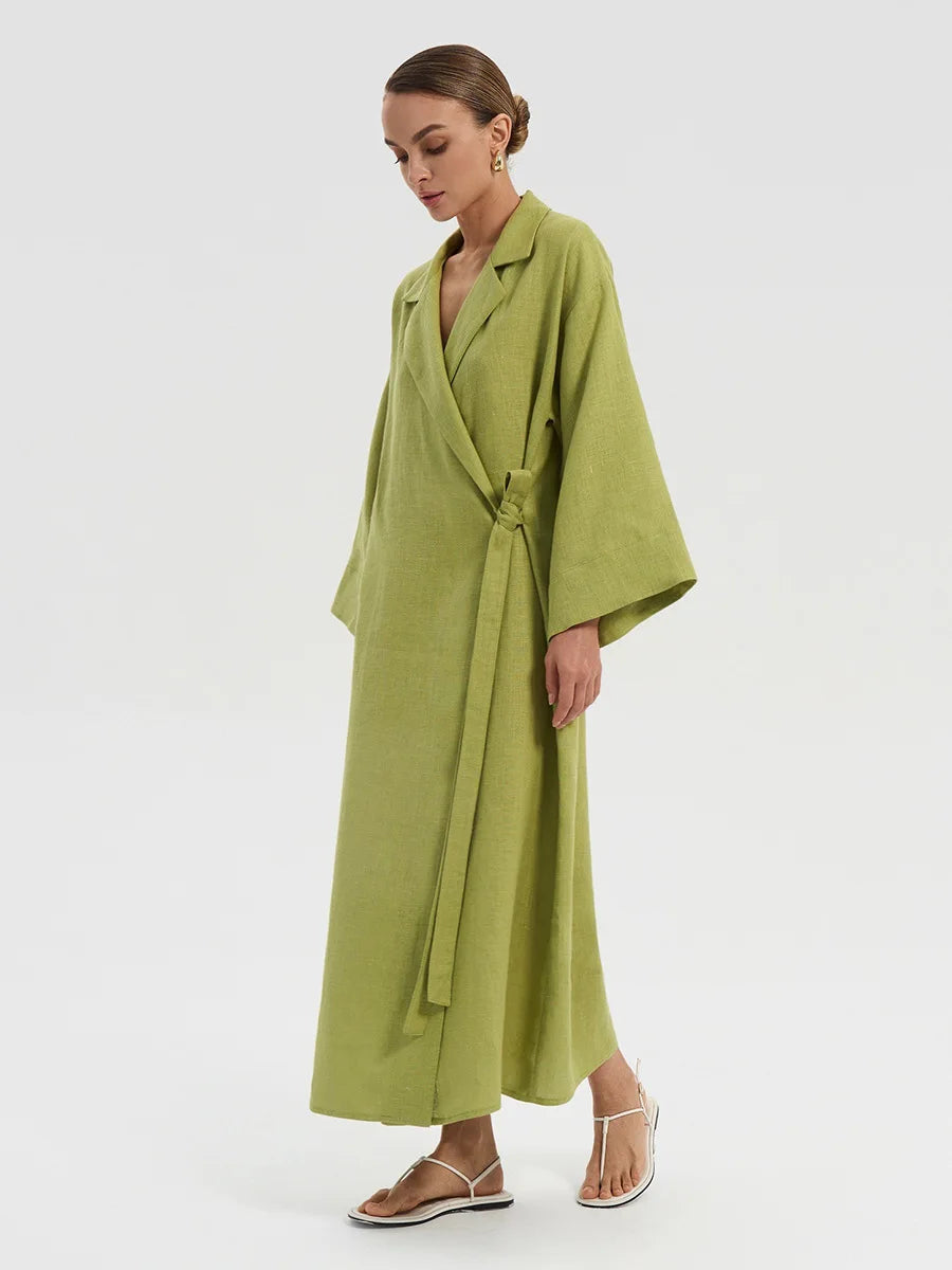 Tossy Casual Loose Lace-Up Dress Female Lapel Long Sleeve High Waist Solid Autumn 2025 New Bandage Dress Women's Commute Dress