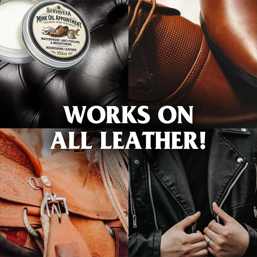 SERLAVEXA 3Pcs 100ml Mink Oil Leather Conditioner Cream Waterproof Shoe Polish Nourishing Paste for Boots Bags Sofa Seat Care