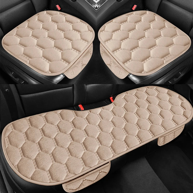 Winter Warm and Thick Velvet Car Seat Cushion Four Seasons Universal Single Seat Small Three piece Plush Warm Five Seat Anti sli