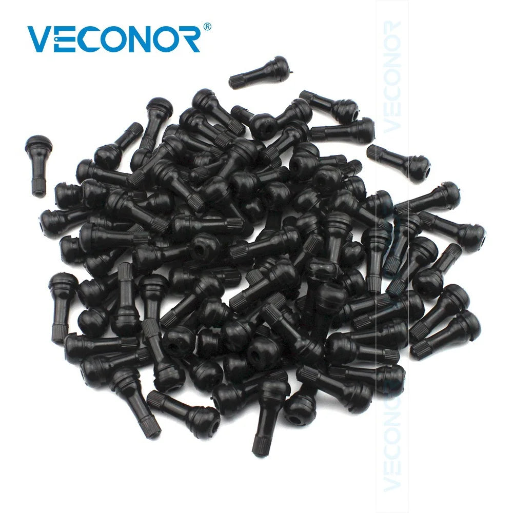 TR412 TR413 TR414 PVR70 Snap-In Tire Valve Stems Short Black Rubber Wheel Replacement With Dust Cap