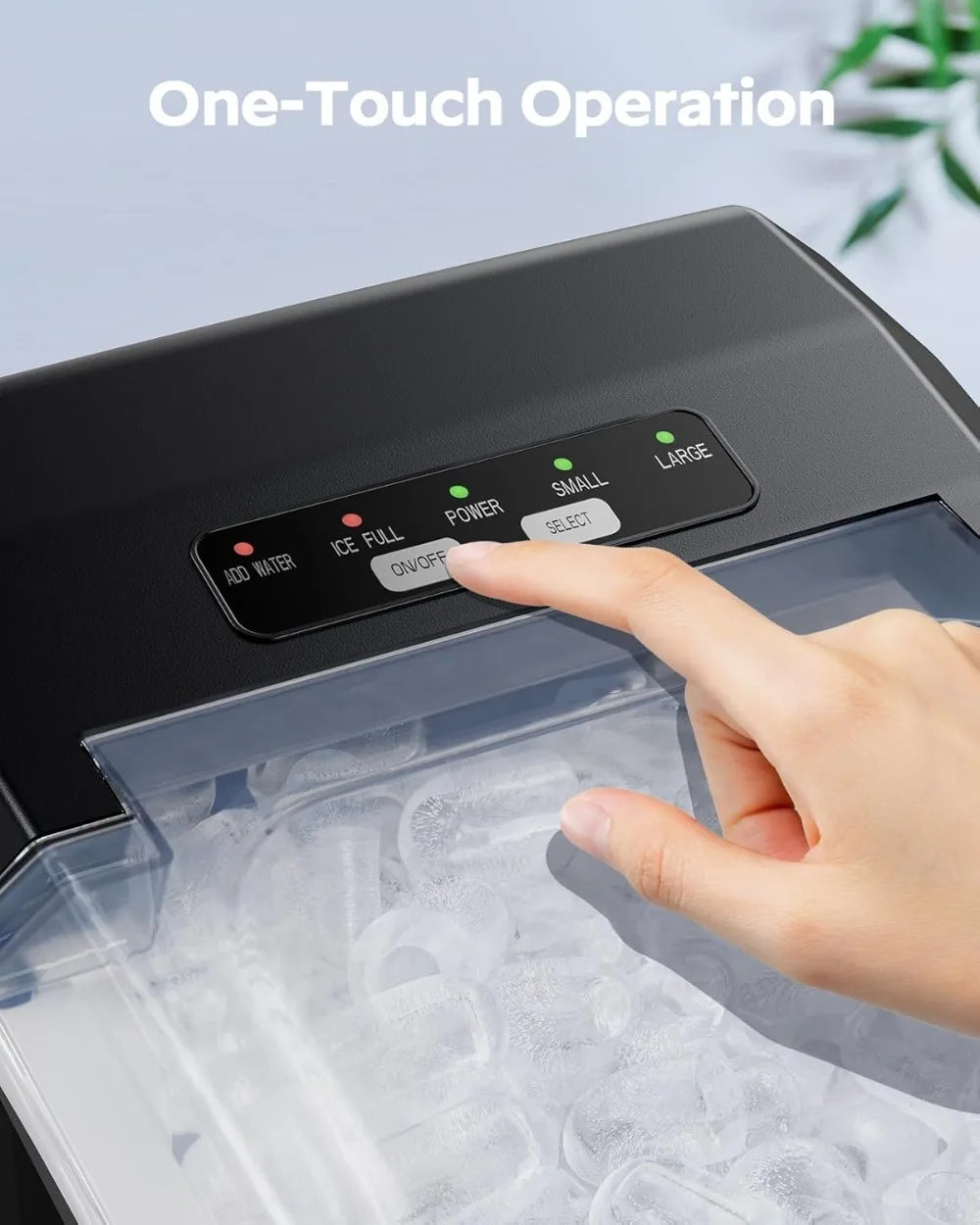 Ice Maker Countertop: 9 Cubes in 6 Mins, 26 lbs/Day, 2 Sizes, Self-Cleaning, Portable with Handle for Home, Kitchen, Camping, RV, Office, Black